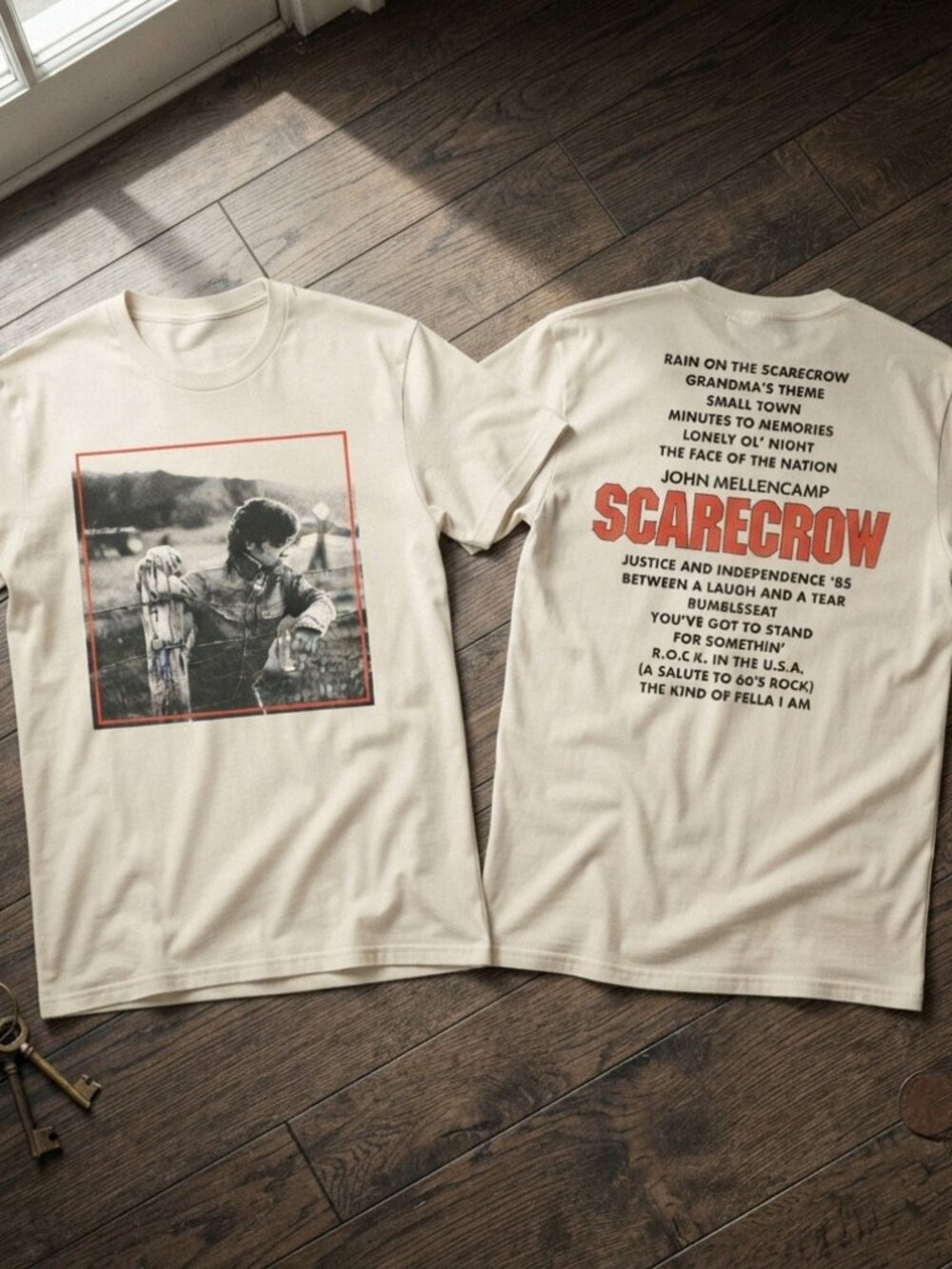 John Mellencamp Scarecrow Album Tracklist Vintage Cream T-Shirt
